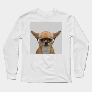 Portrait of Chihuahua with Nerd Glasses Long Sleeve T-Shirt